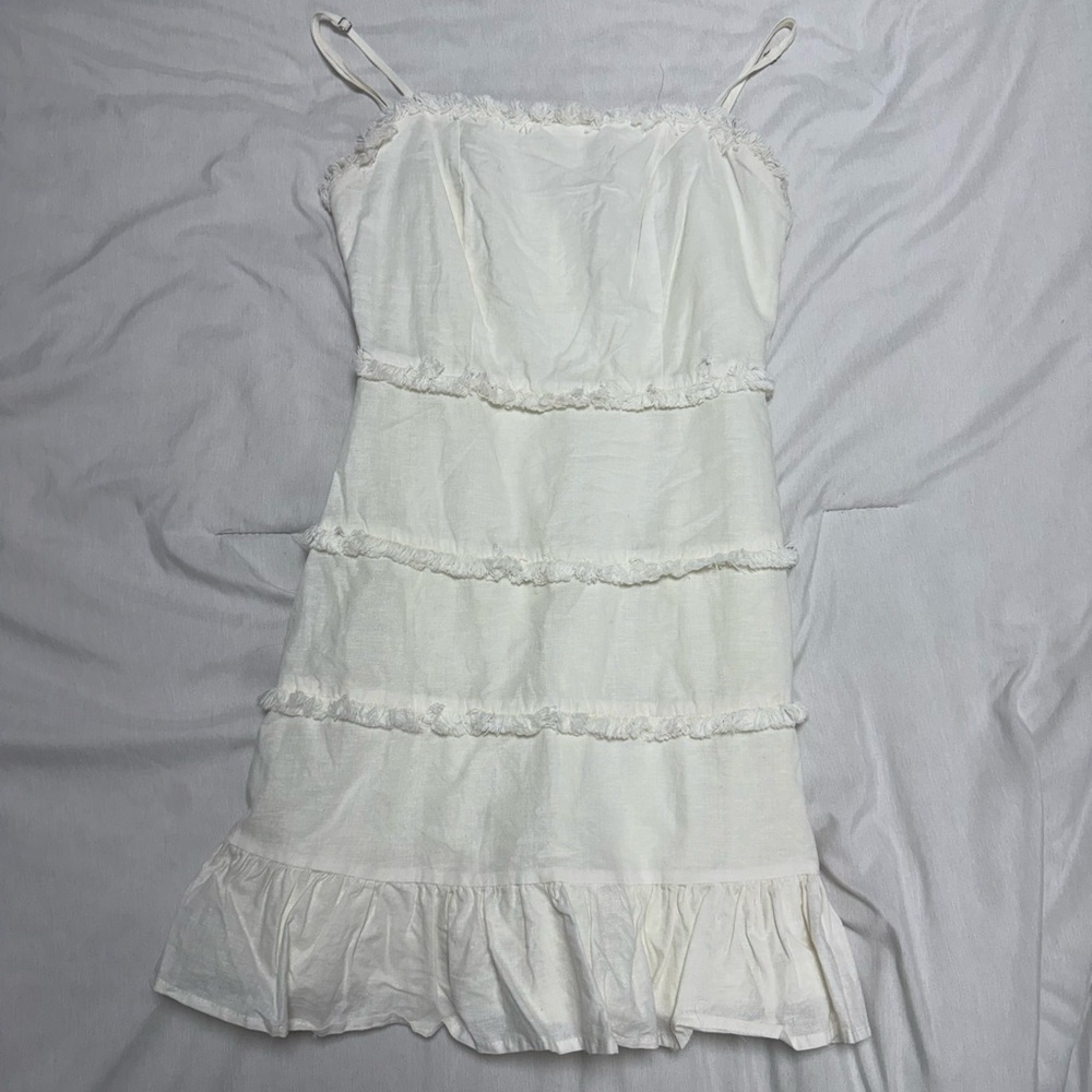 White Ruffled Sleeveless Dress